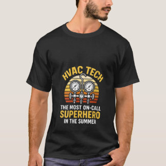 Womens HVAC Technician Retro Superhero Air Conditi T-Shirt