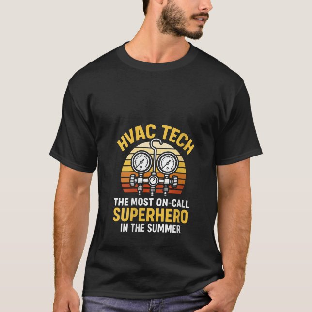 Womens HVAC Technician Retro Superhero Air Conditi T-Shirt (Front)