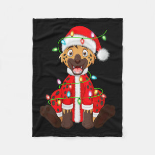 Womens Hyena Christmas Lights Santa Costume Cute A Fleece Blanket