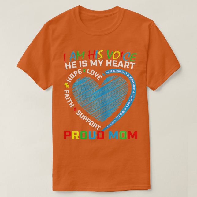 Womens I Am His Voice He Is My Heart Autism Awaren T-Shirt (Design Front)