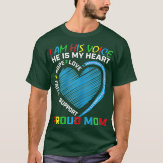 Womens I Am His Voice He Is My Heart Autism Awaren T-Shirt