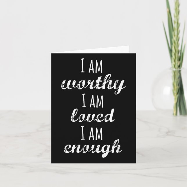 Women's I Am Worthy Motivational Christian  Card (Front)