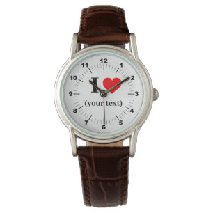 Women's I Heart Classic Brown Leather Strap Watch
