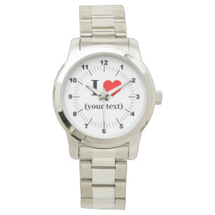 Women's I Heart Oversized Silver Bracelet Watch