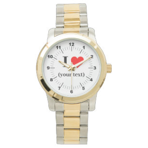 Women's I Heart Oversized Two-Tone Bracelet Watch