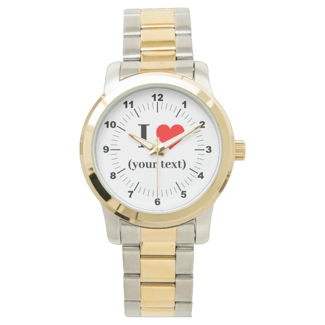 Women's I Heart Oversized Two-Tone Bracelet Watch (Front)