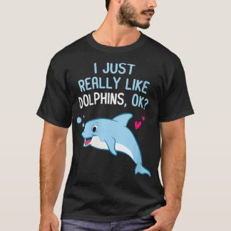 Womens I Just Really Like Dolphins Funny Dolphin V T-Shirt