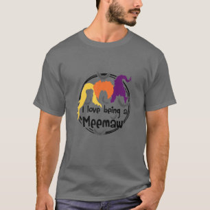 Womens I Love Being A Meemaw Halloween Bat Witch T-Shirt