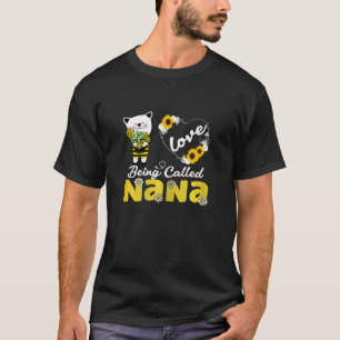 Womens I Love Being Called Nana cute cat and sunfl T-Shirt