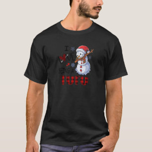 Womens I Love Being Tutu Dabbing Snowman Plaid Chr T-Shirt