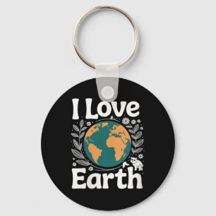 Womens I Love Earth Nature Conservation Planet Awa Key Ring