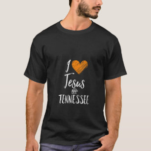 Womens I Love Jesus And Tennessee Orange Heart Cut T-Shirt