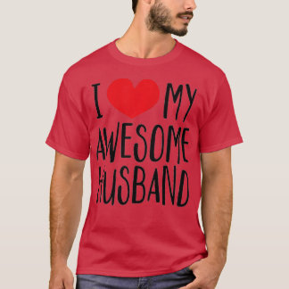 Womens I Love My Awesome Husband Tee Red Heart
