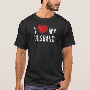 Womens I Love My Husband Urban Style Heart Couples T-Shirt