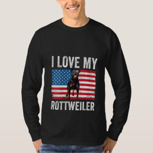 Womens I Love My Rottweiler Rottie Dad Mum America T-Shirt
