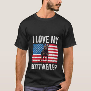 Womens I Love My Rottweiler Rottie Dad Mum America T-Shirt