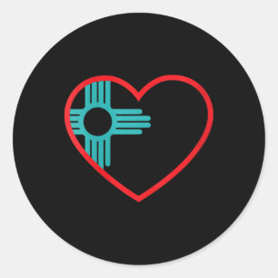 Womens I Love New Mexico Heart Zia Symbol New Mexi Classic Round Sticker