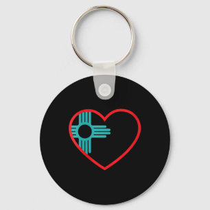 Womens I Love New Mexico Heart Zia Symbol New Mexi Key Ring