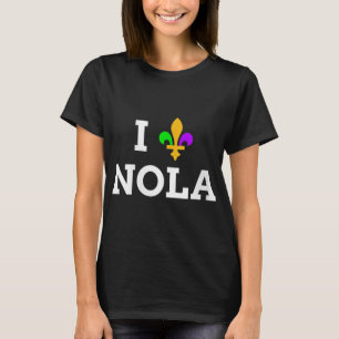 Womens I Love New Orleans Fleur De Lis Heart Souve T-Shirt