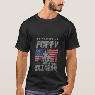 Womens I m a Poppy and a Veteran Nothing Scares Me T-Shirt