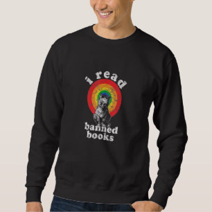 Womens I Read Banned Books Black Cat Reader Bookwo Sweatshirt