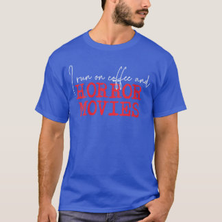 Womens I run on coffee and horror movies VNeck boy T-Shirt