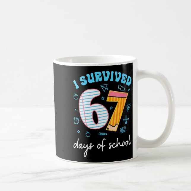 Womens I Survived 67 Days Of School Funny Meme Tea Coffee Mug (Right)