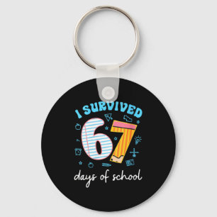 Womens I Survived 67 Days Of School Funny Meme Tea Key Ring