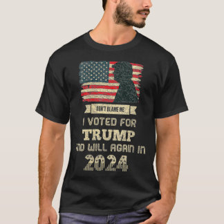 Womens I Voted For Trump, USA Flag Distressed Vint T-Shirt