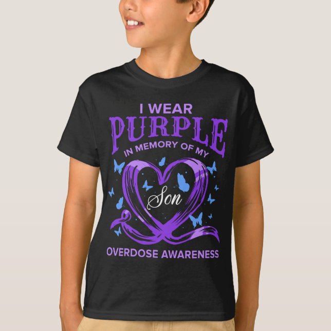 Womens I Wear Purple For My Son Overdose Awareness T-Shirt (Front)