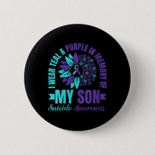 Womens I Wear Teal Purple In Memory Of My Son Suic 6 Cm Round Badge
