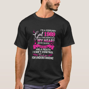 Womens I'm A February Girls 1989 32Nd Birthday Gif T-Shirt