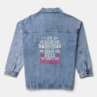 Womens Im A Healthcare Worker  Denim Jacket