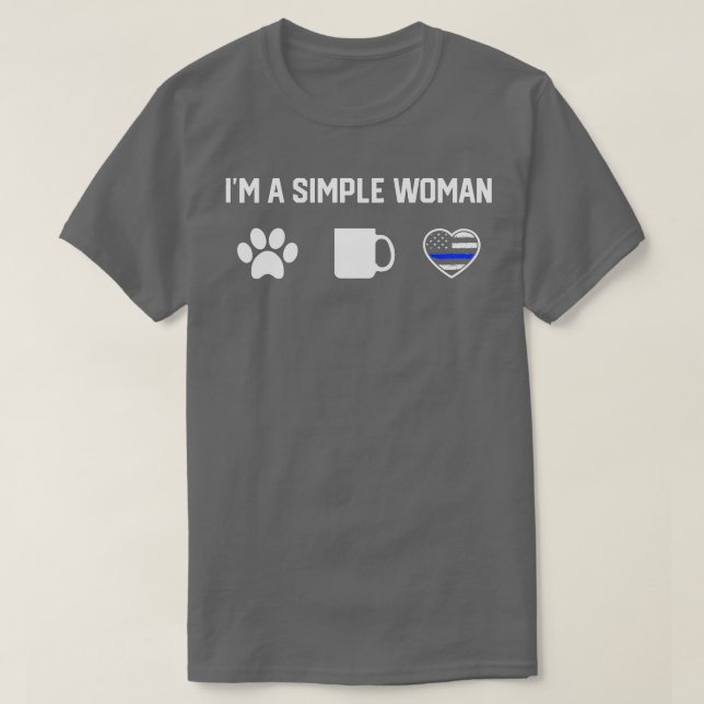 Womens I'm a simple woman love dog coffee heart bl T-Shirt (Design Front)