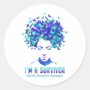 Womens Im A Survivor Suicide Prevention Awareness  Classic Round Sticker