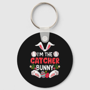 Womens Im Catcher Baseball Easter Eggs Costume Hun Key Ring