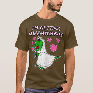 Womens I'm Getting Marawwwwried Bride Dinosaur Eng T-Shirt