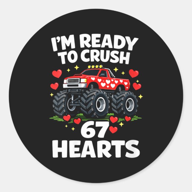 Women's I'm Ready To Crush 67 Hearts Truck Valenti Classic Round Sticker (Front)