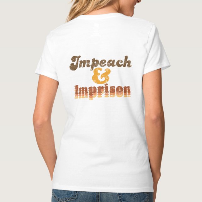 Women's Impeach & Imprison V-Neck T-Shirt (Back)