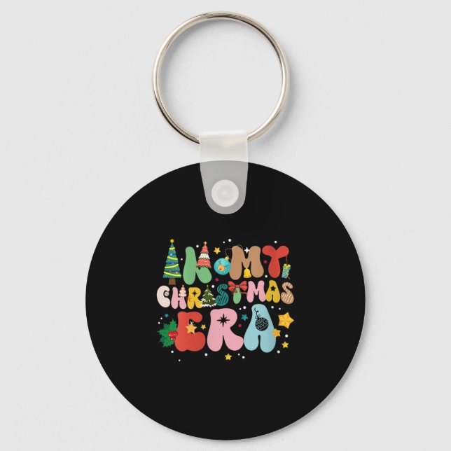 Womens In My Christmas Era Retro Groovy Christmas  Key Ring (Front)