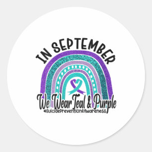 Womens In September We Wear Teal Purple Suicide Pr Classic Round Sticker