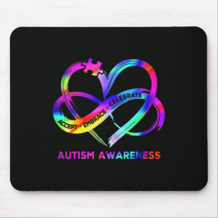 Womens Infinity Heart Autism Awareness Accept Embr Mouse Pad