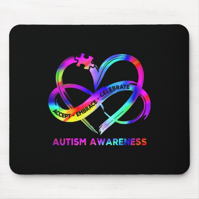 Womens Infinity Heart Autism Awareness Accept Embr Mouse Pad (Front)