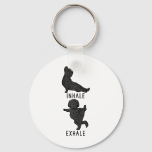 Womens Inhale Exhale Labradoodle Yoga Dog Tee Shir Key Ring