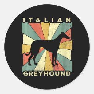 womens italian greyhound dog 70s gift v-neck classic round sticker