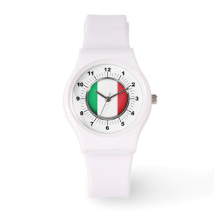 Women's Italy Flag Sporty White Silicon Watch