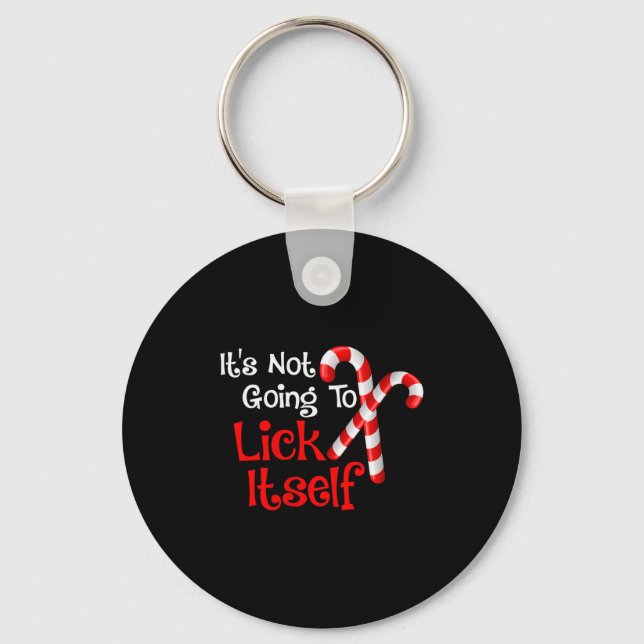 Womens It's Going To Lick Itself Candy Cane Christ Key Ring (Front)