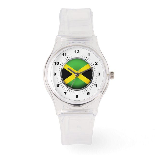 Women's Jamaica Flag Sporty Pink Silicon Watch (Front)
