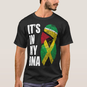 Womens Jamaican And Guyanese Mix DNA Flag Heritage T-Shirt