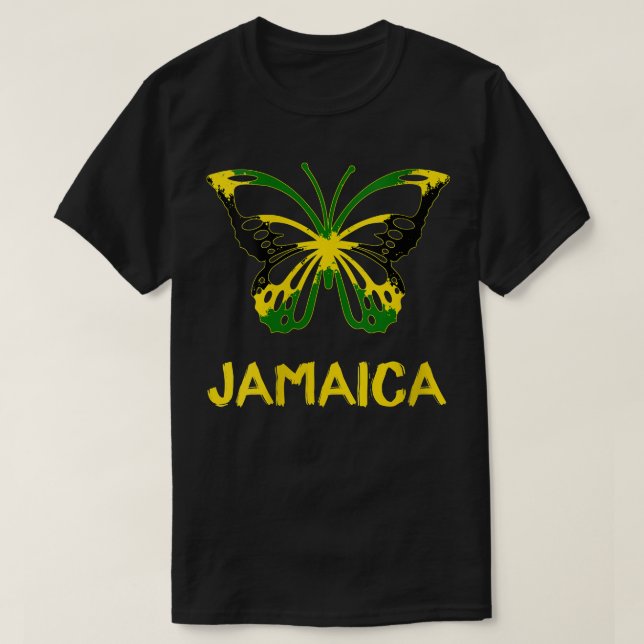 Womens Jamaican Flag Butterfly Jamaica independenc T-Shirt (Design Front)